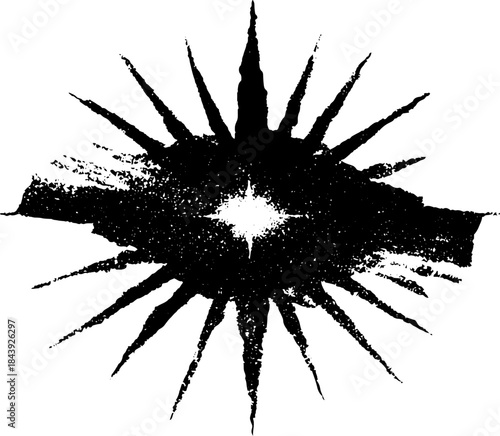 Black and white abstract starburst stencil illustration for urban art design