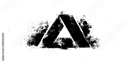 Angular geometric symbol in black and white stencil art for urban design
