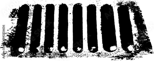 Black and white grunge stencil art of angled soap saver