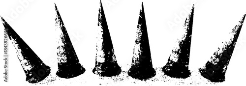 Black and white stencil art of angled spike bars - urban graffiti design