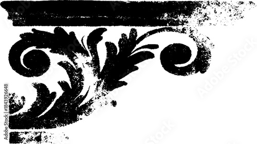 Black and white angular baroque stencil design for elegant decor and art projects