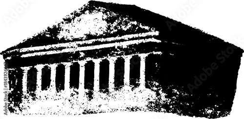 Black and white architectural molding stencil illustration for urban art design