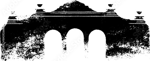 Black and white stencil of architectural molding design for urban art projects