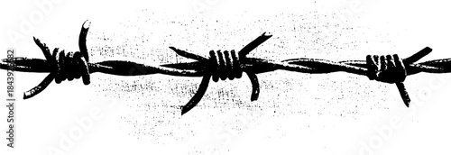 Black and white stencil of barbed wire knot for urban art design