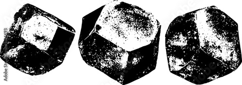 Black and white grunge stencil art of beveled cube cluster for urban design projects