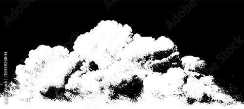 Monochrome clustered mass stencil illustration for urban art projects