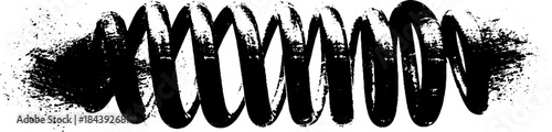 Black and white stencil illustration of coiled metal spring with grunge effect for urban design