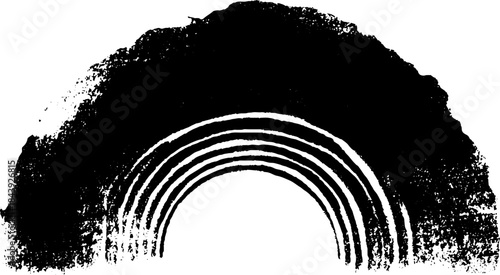 Monochrome concentric grunge stencil for urban art and design projects