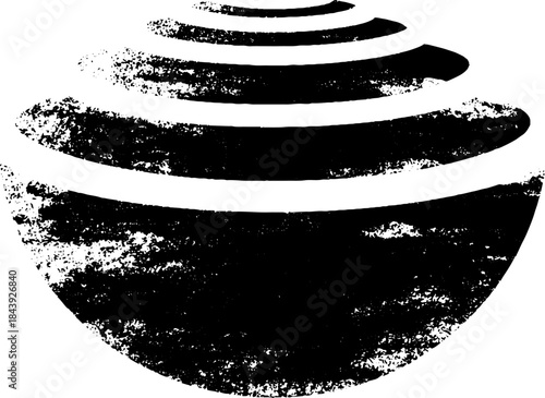 Black and white grunge concentric rings stencil art for urban design and decor