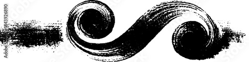 Black and white stencil illustration of a crushed swirl band for design and art projects