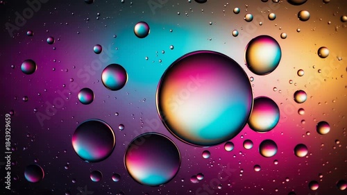 Wallpaper Mural Macro Photograph of Vibrant Iridescent Oil Drop, Abstract Liquid Texture, Close-Up View of Reflected Colors, Science and Art Fusion. Torontodigital.ca