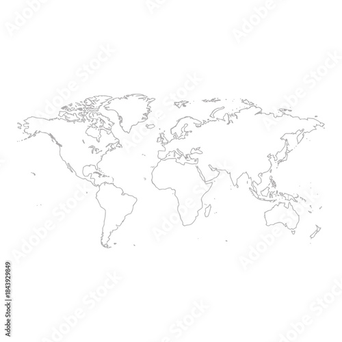 World Map Outline for Educational and Design Use