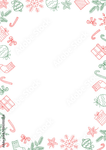 Winter frame with New Year's elements in sketch style