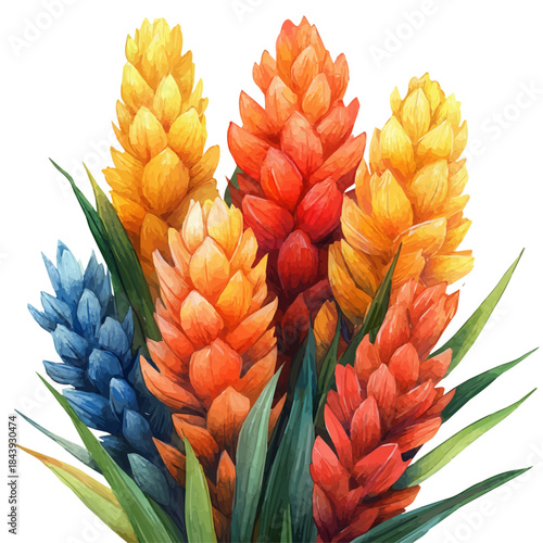 Justicia Flower, beautiful watercolor illustration with vivid colors and detailed vector style, isolated on a white background.