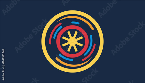 An intricate firework formation resembling a spinning wheel ignites whirling with bright lights in a mesmerizing display.