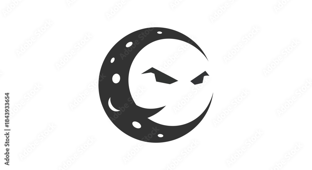 Fototapeta premium Crescent moon icon with eyes design for applications and concepts