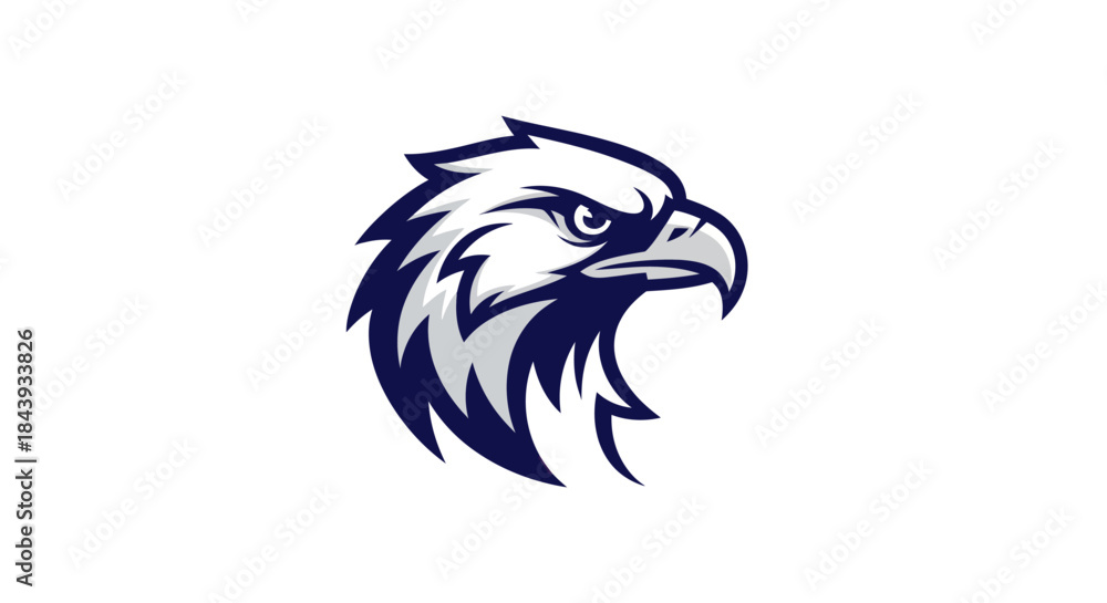 Fototapeta premium Eagle head illustration powerful bird of prey on clean white background