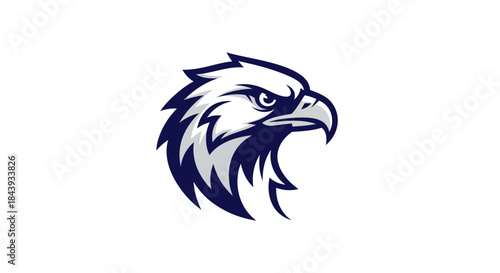 Eagle head illustration powerful bird of prey on clean white background