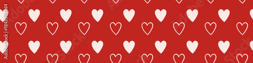 Red lace hearts seamless pattern valentines romantic decorative handdrawn love background on red