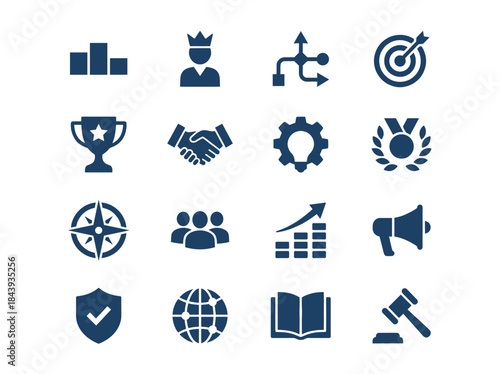 Collection of Business and Success Related Icons Representing Growth and Achievement.