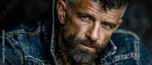 A blend of fashion and positivity: the modern man's charismatic aura. Elegant outfit. The idealistic persona: an elegant portrait in denim's simplicity. Elegant presentation. Lavish clothing.