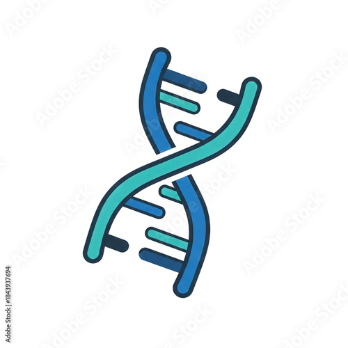Illustration of DNA Double Helix Structure in Blue and Green