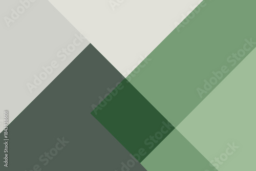 Geometric Gray and Green. Minimalist geometric composition of gray and green overlapping shapes, sharp and clean vector