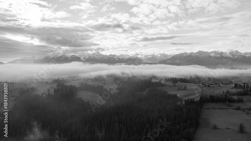 Fototapeta Naklejka Na Ścianę i Meble -  Autumn view of the Tatra Mountains from a drone.
