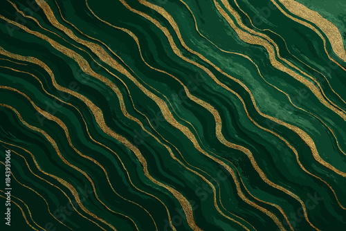 Green Gold Elegance. Abstract shot of textured green and gold vector illustration marble patterns illuminated by soft natural