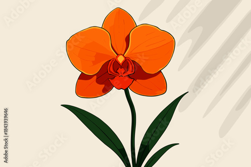 Orange Orchid Elegance. Elegant single orange orchid against a clean minimalistic background, vibrant and bold tones vector