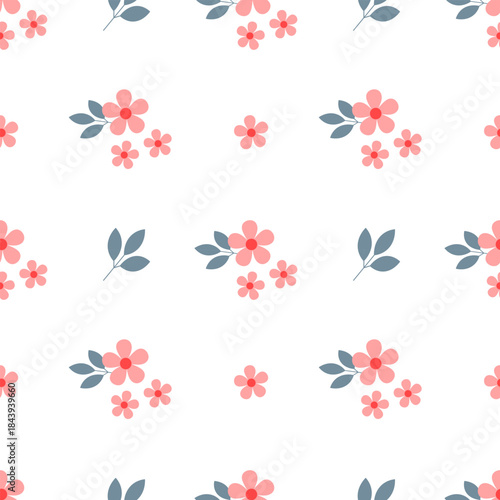Seamless pattern with flowers on a white background. Bed linen, fabric