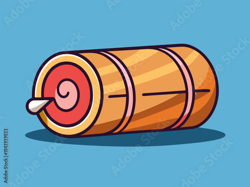 Cross-section of a ham roll. Cartoon vector illustration