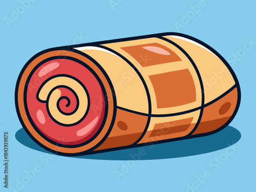 Cross-section of a ham roll. Cartoon vector illustration