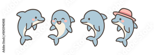 Cute cartoon dolphins: playful marine life clip art for kids
