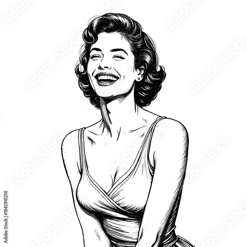 Vintage Smiling Retro Pin-Up Woman