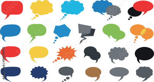 Colorful speech bubbles for communication and conversation illustration