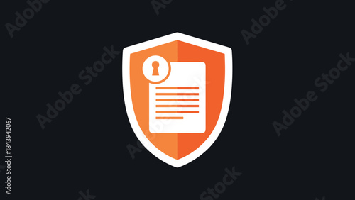 Secure Document Shield Icon with Keyhole and Protected File Symbol