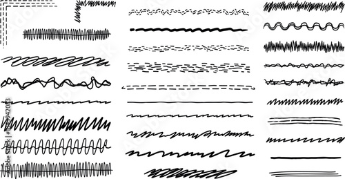 Handwritten line styles and scribbles for design and illustration purposes