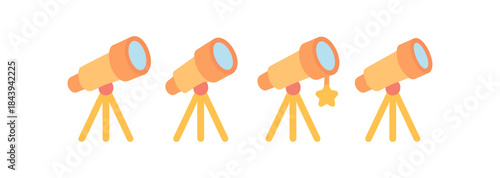 Colorful telescopes with star charm on tripod