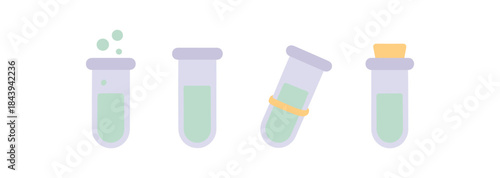 Colorful test tubes set with flat modern design for science projects
