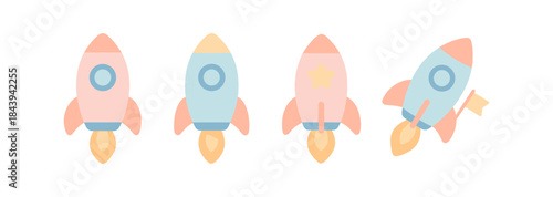Cute pastel rocket set for kids' projects and space themes