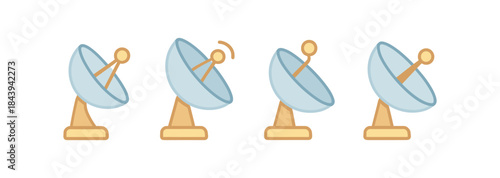 Flat style communication satellite dishes set for modern connectivity design