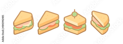 Cute cartoon sandwich set on white background