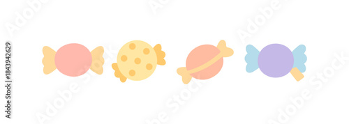 Colorful flat candy icons on white background