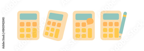 Cute pastel calculators with minimalistic design and stationery elements