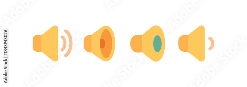 Flat style speaker icons for sound and audio control in ui design