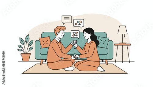 A couple enjoying a date night at home practicing communication skills learned in counseling to improve their connection.