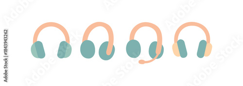Flat style minimalist headphone and headset collection for modern music lovers