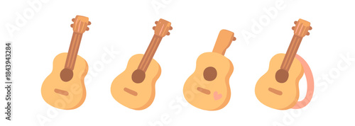 Flat style acoustic guitars collection with modern minimal design elements