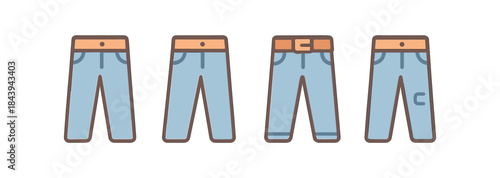 Flat design blue jeans collection with different styles and accessories